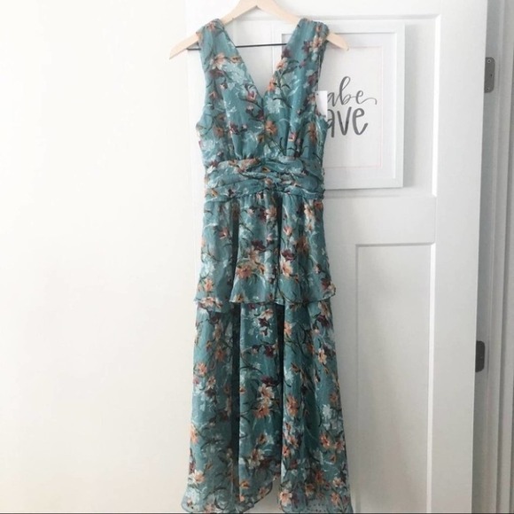 WALTER BAKER Lala Baby Blue Floral Midi Dress Sz Small NEW - Picture 2 of 15